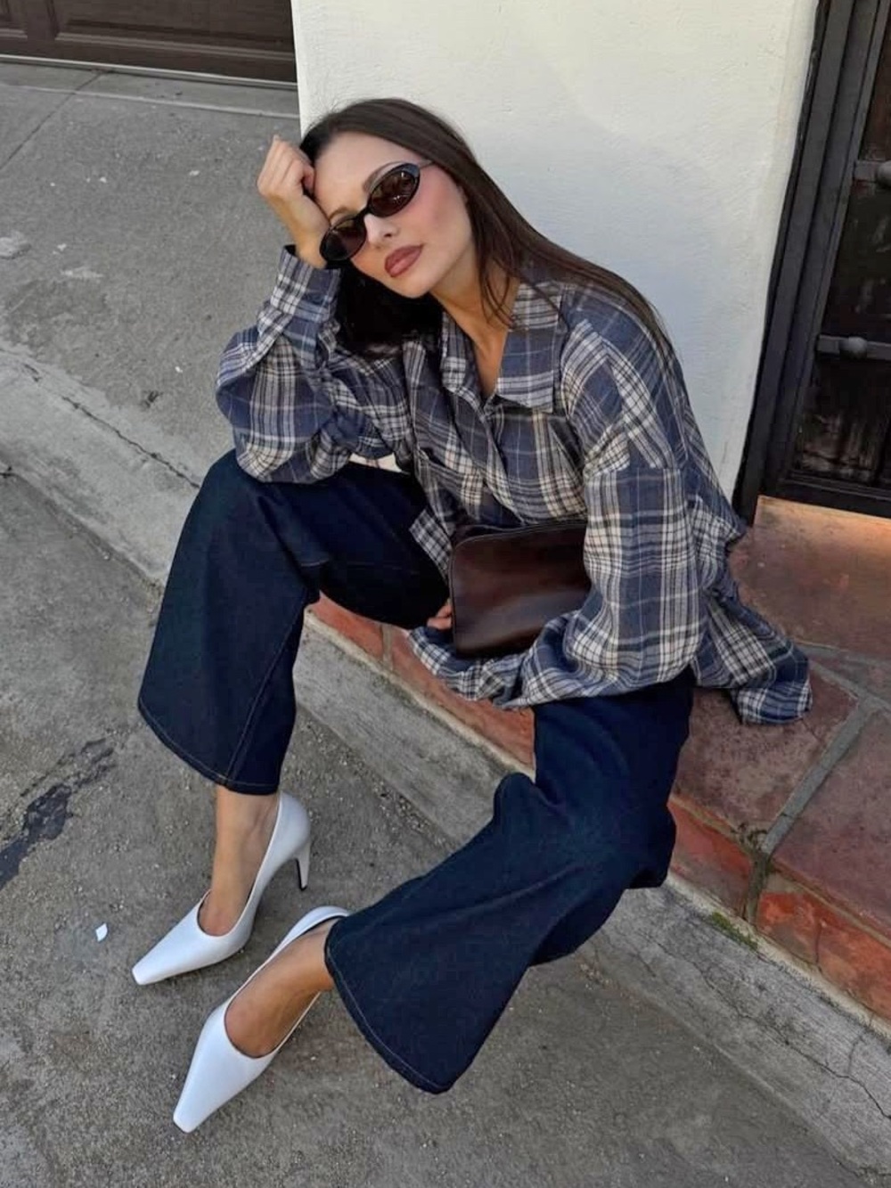 NWT Lioness Clarity Shirt in Ash Plaid